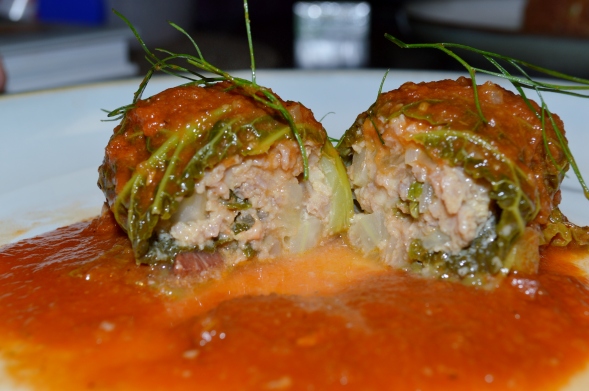 BRAISED CABBAGE ROLLS WITH ITALIAN SAUSAGE AND FENNEL