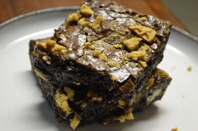 CHEWY PEANUT BUTTER AND WHITE CHOCOLATE BROWNIES
